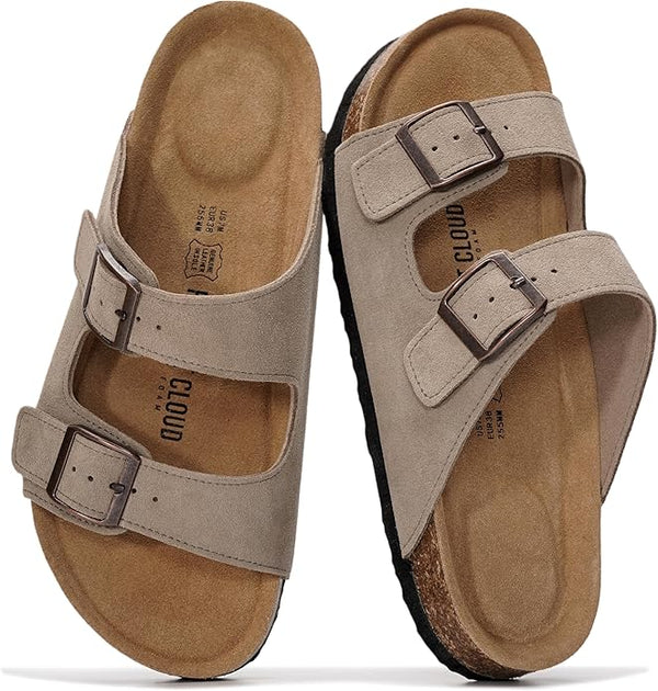 100% Genuine Leather Flat Sandals For Women - 2026 Cork Footbed Women's Sandals