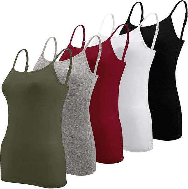 5 Pcs Women's Camisole Tank Top Undershirt - Spaghetti Strap Basic Camisoles