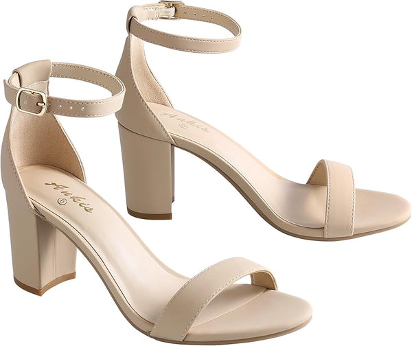 Heels for Women Open Toe Ankle Strap Chunky Heel Sandals 2.75 Inch 