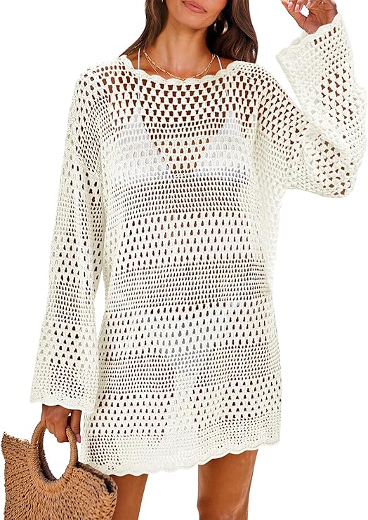 Women Swimsuit Crochet Swim Cover Up -  Summer Bathing Suit Cover-Up