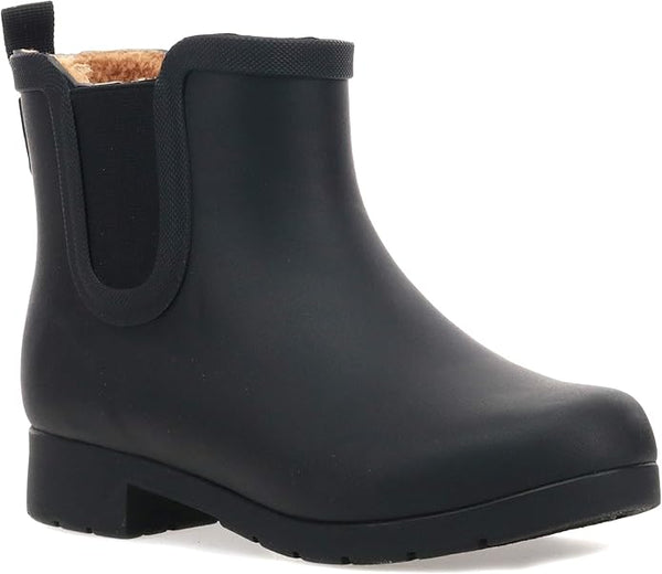 Women’s Waterproof Chelsea Bootie – Plush Lined, Slip-On Rain Ankle Boots 