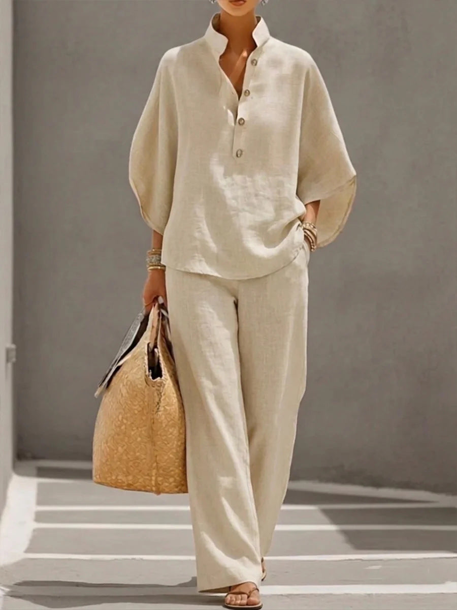 Damen-Freizeithemd und lange Hose Set