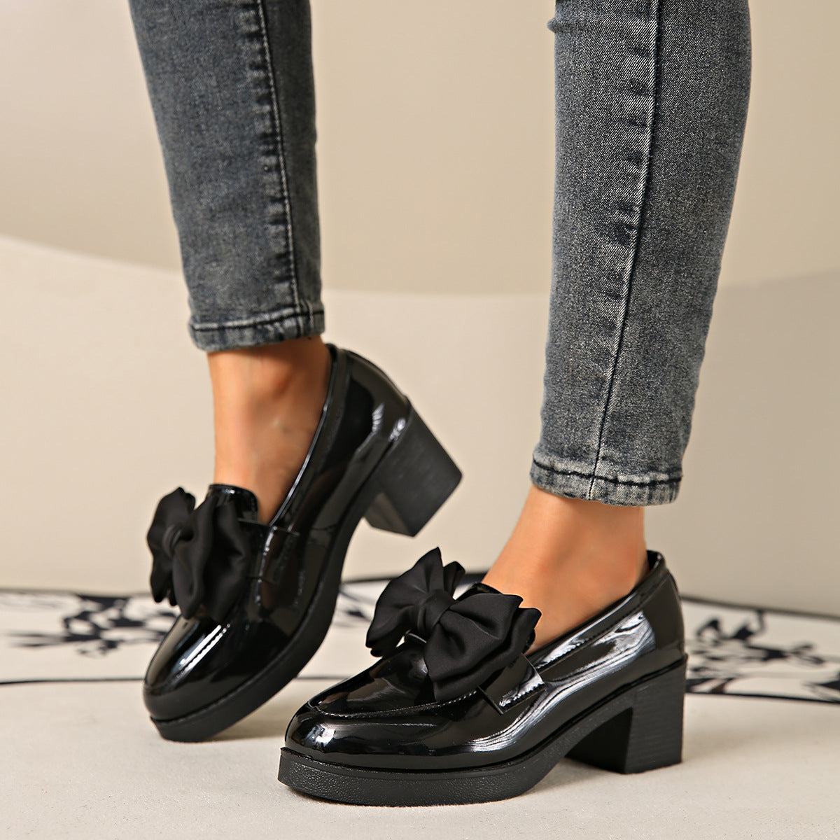 Womens Fashionable Bowtie Plus-Size High-Heel Pumps See size chart under “more details”