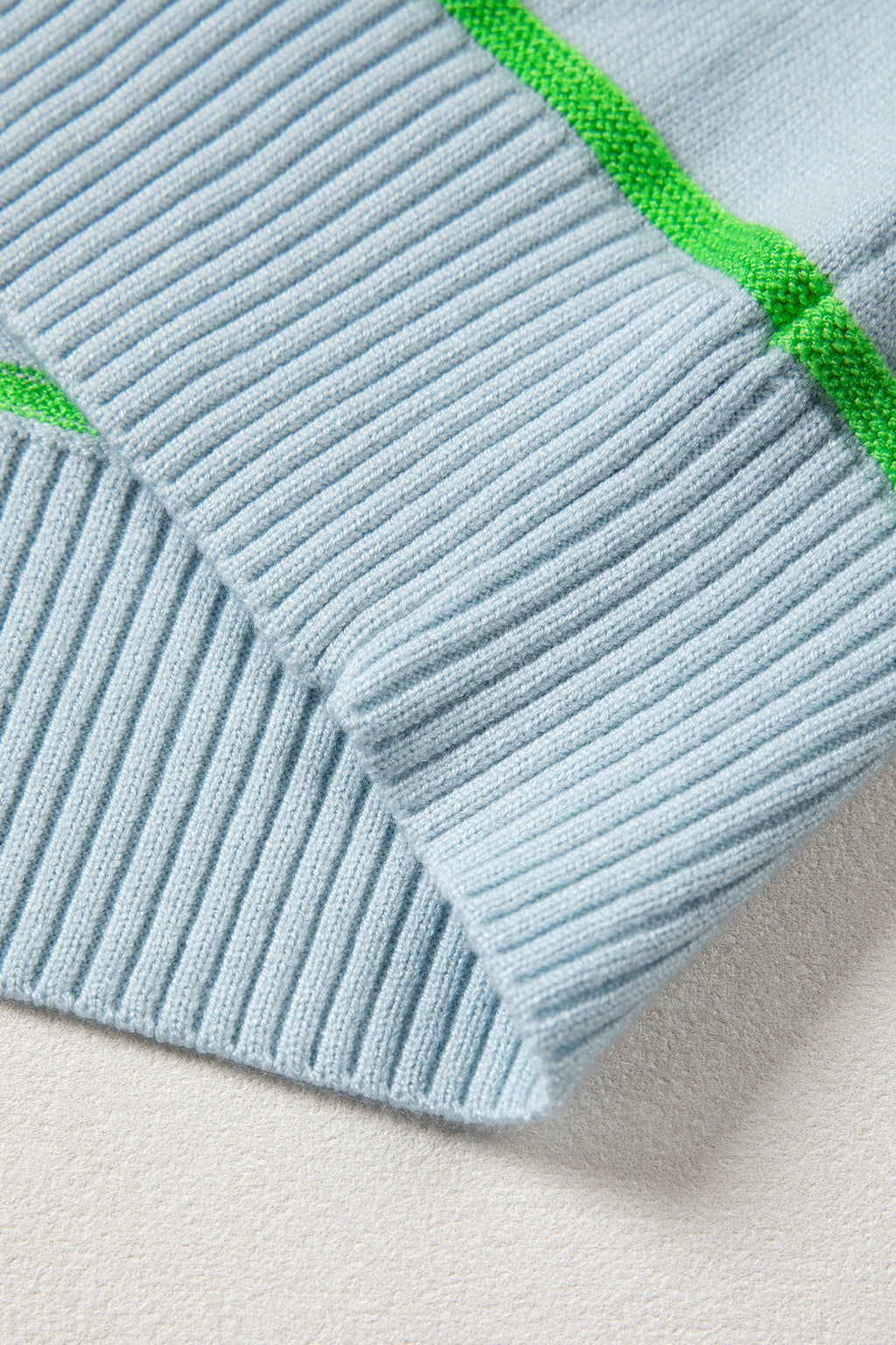Sky Blue Stripe Round Neck Knitted Sweater Tank