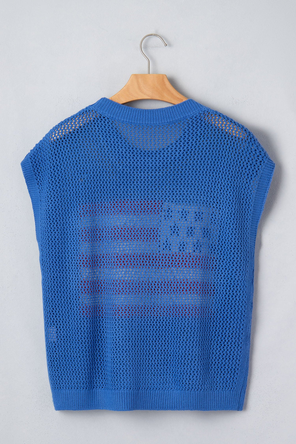 Fiery Red Flag Graphic Short Sleeve Sweater Top