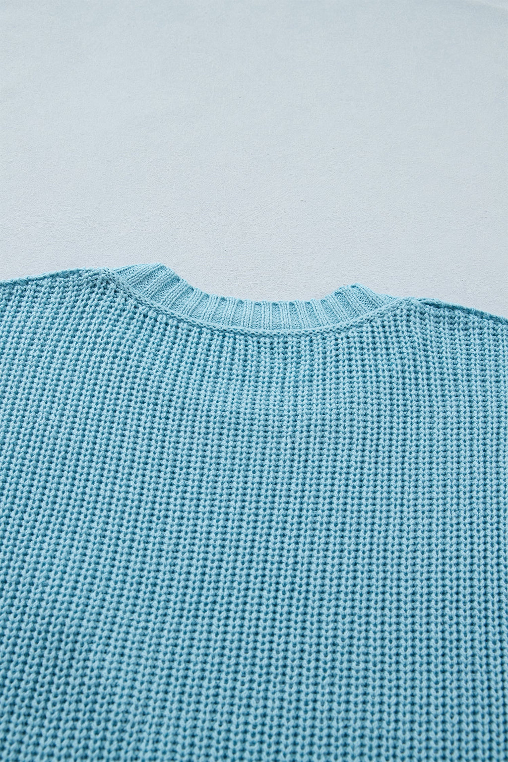 Mist Blue Exposed Seam Detail Half Sleeve Loose Sweater