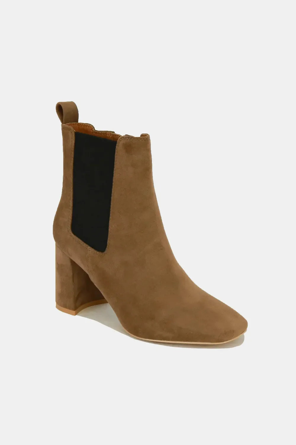 Fashion Faux Suede Block Heel Chelsea Boots with Elastic Side Panel