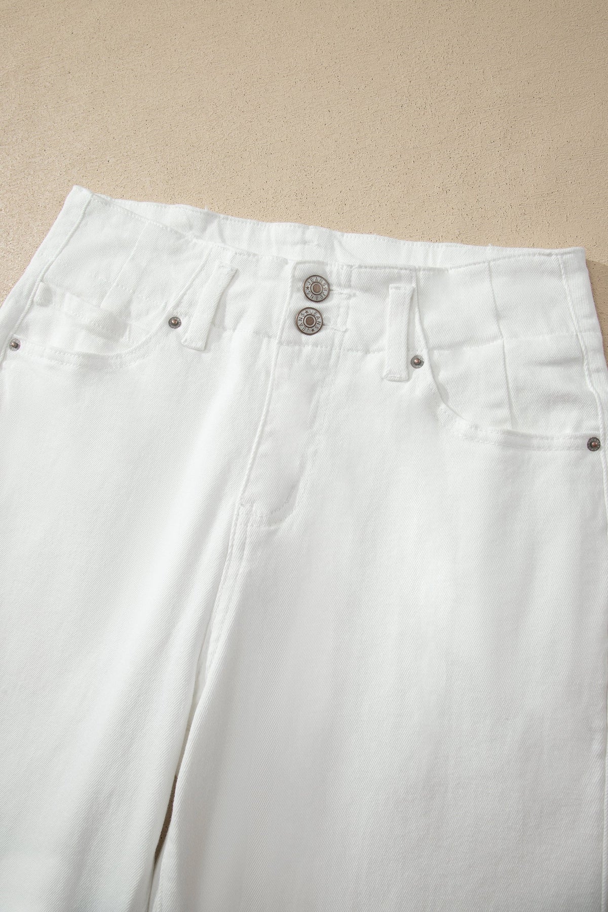 Denim 2-Button High Waist Wide Leg Jeans