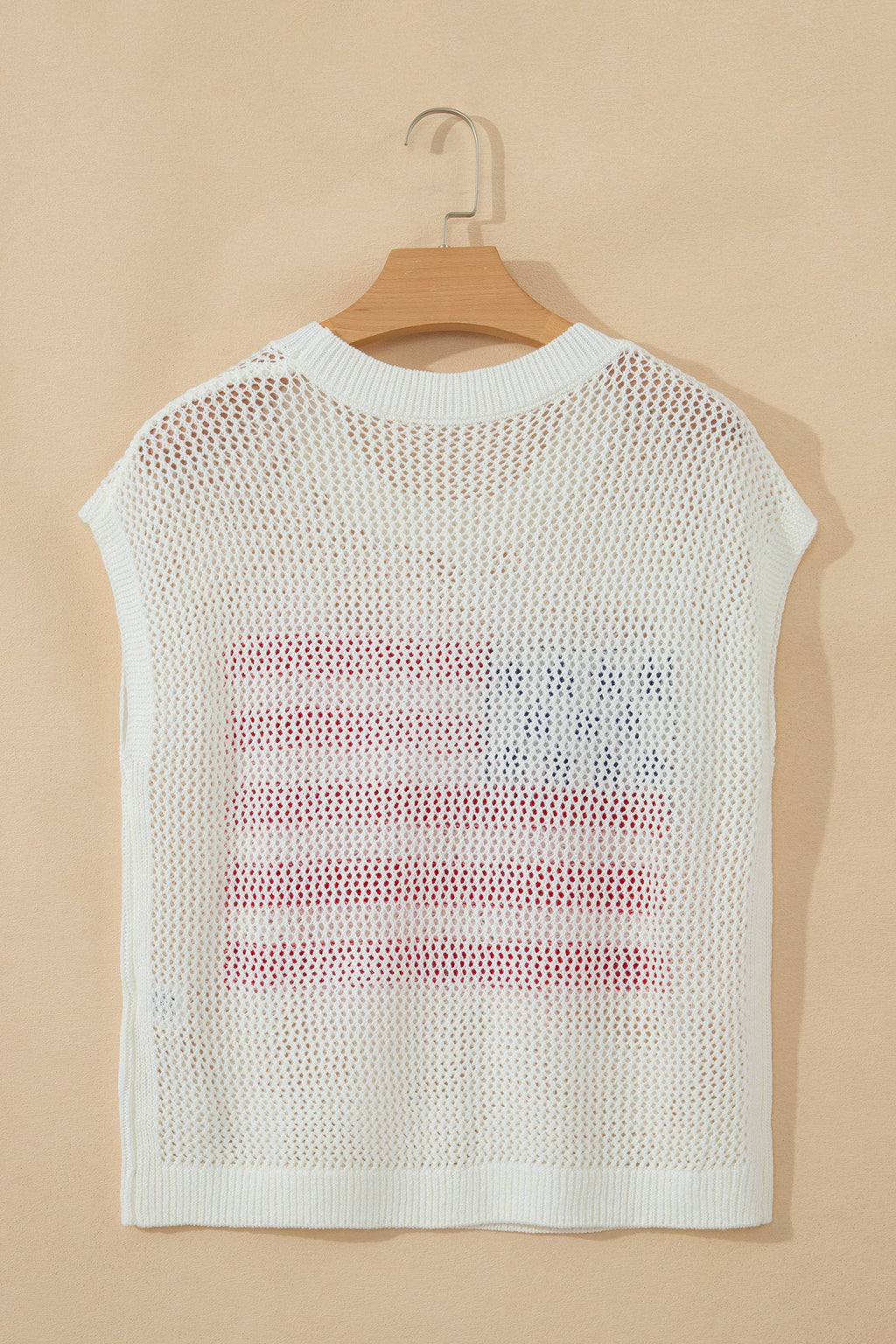 Fiery Red Flag Graphic Short Sleeve Sweater Top