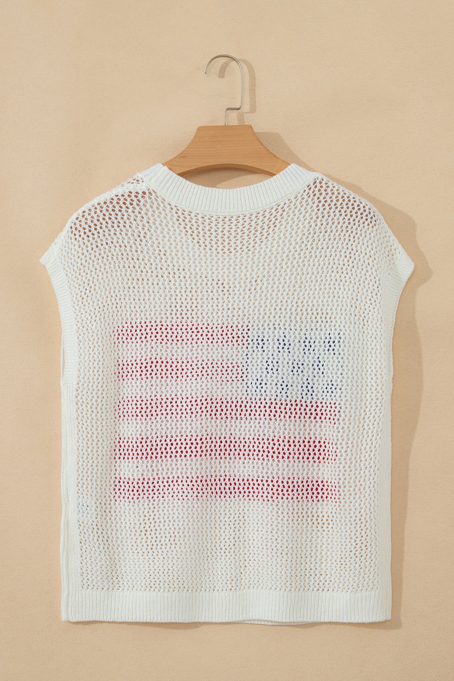 Fiery Red Flag Graphic Short Sleeve Sweater Top