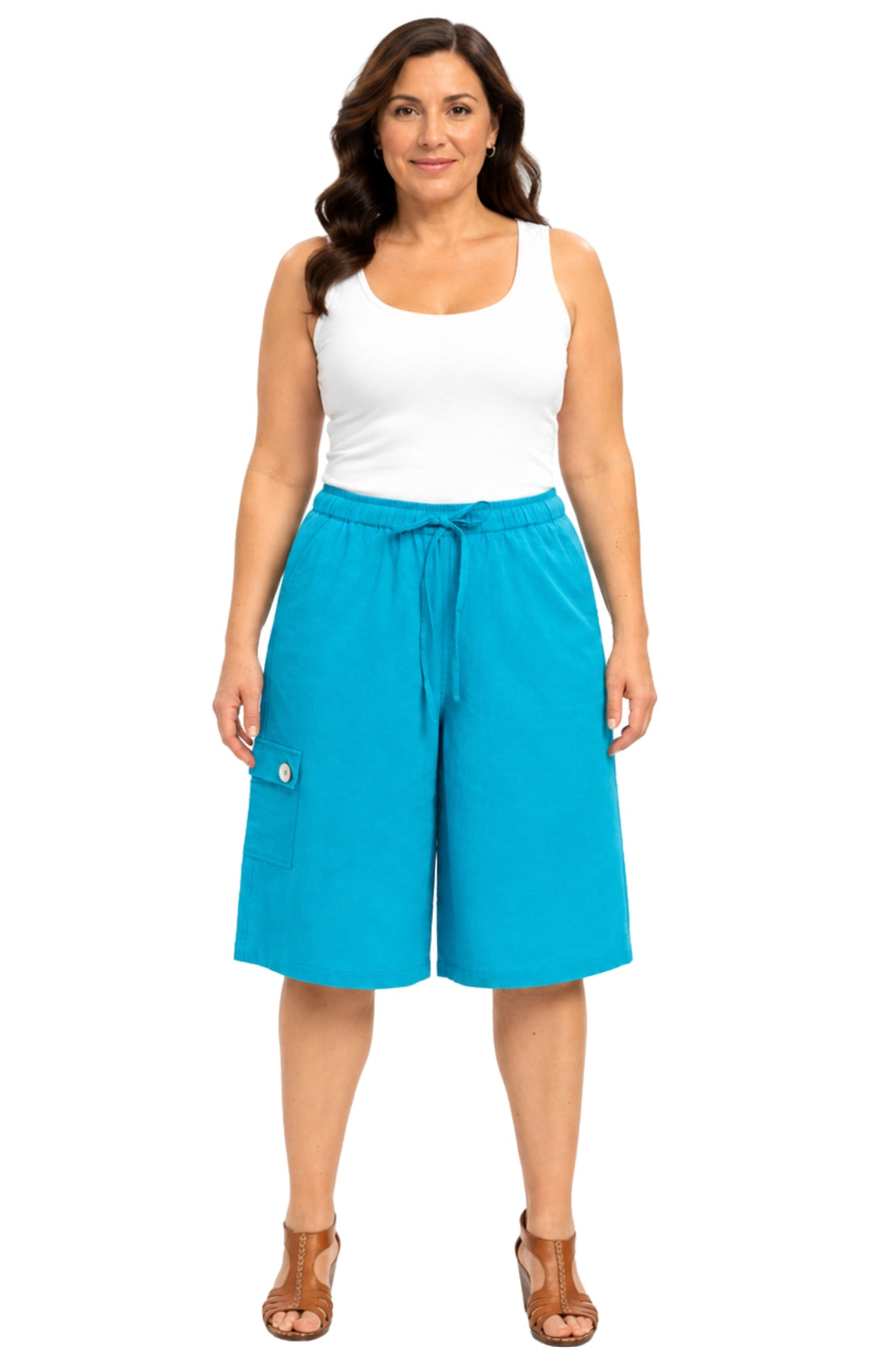 Women's 100% Calcutta Cotton Split Skirt Culottes with Cargo Pockets