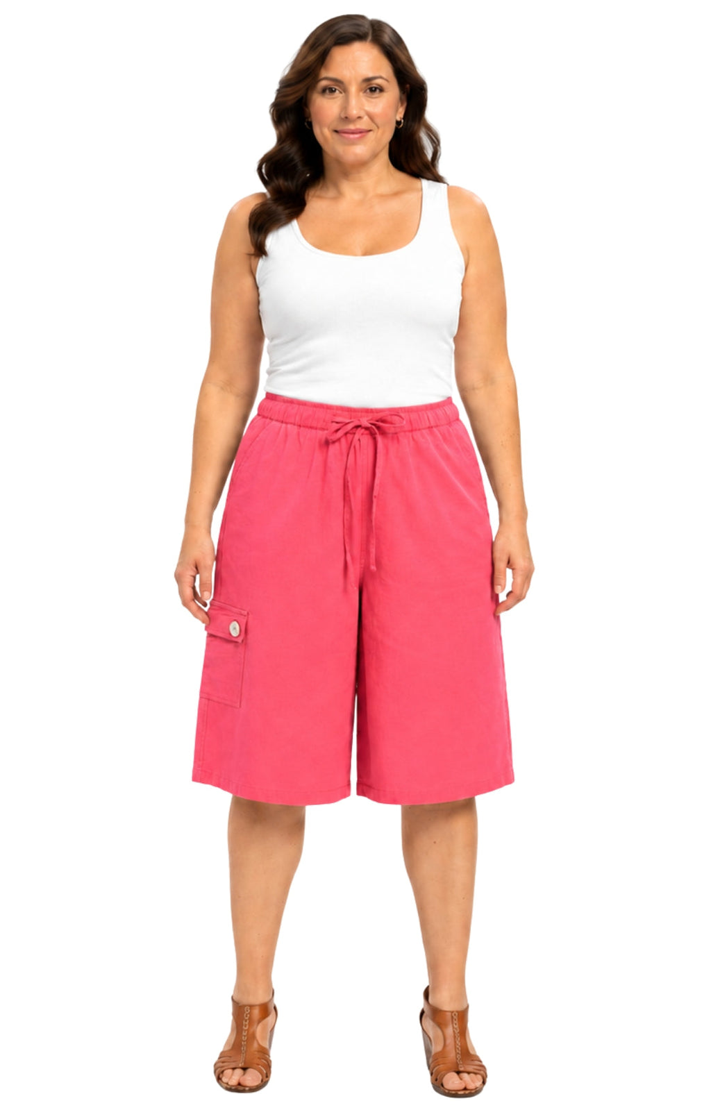 Women's 100% Calcutta Cotton Split Skirt Culottes with Cargo Pockets