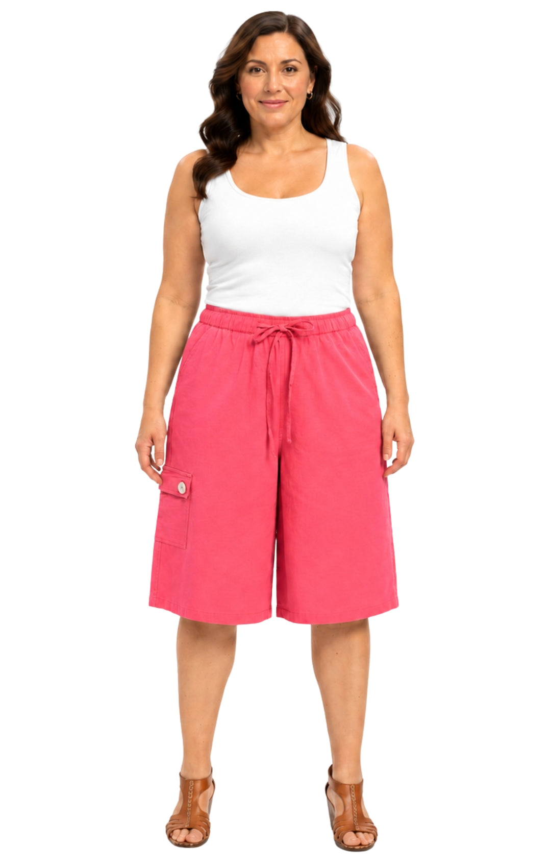 Women's 100% Calcutta Cotton Split Skirt Culottes with Cargo Pockets