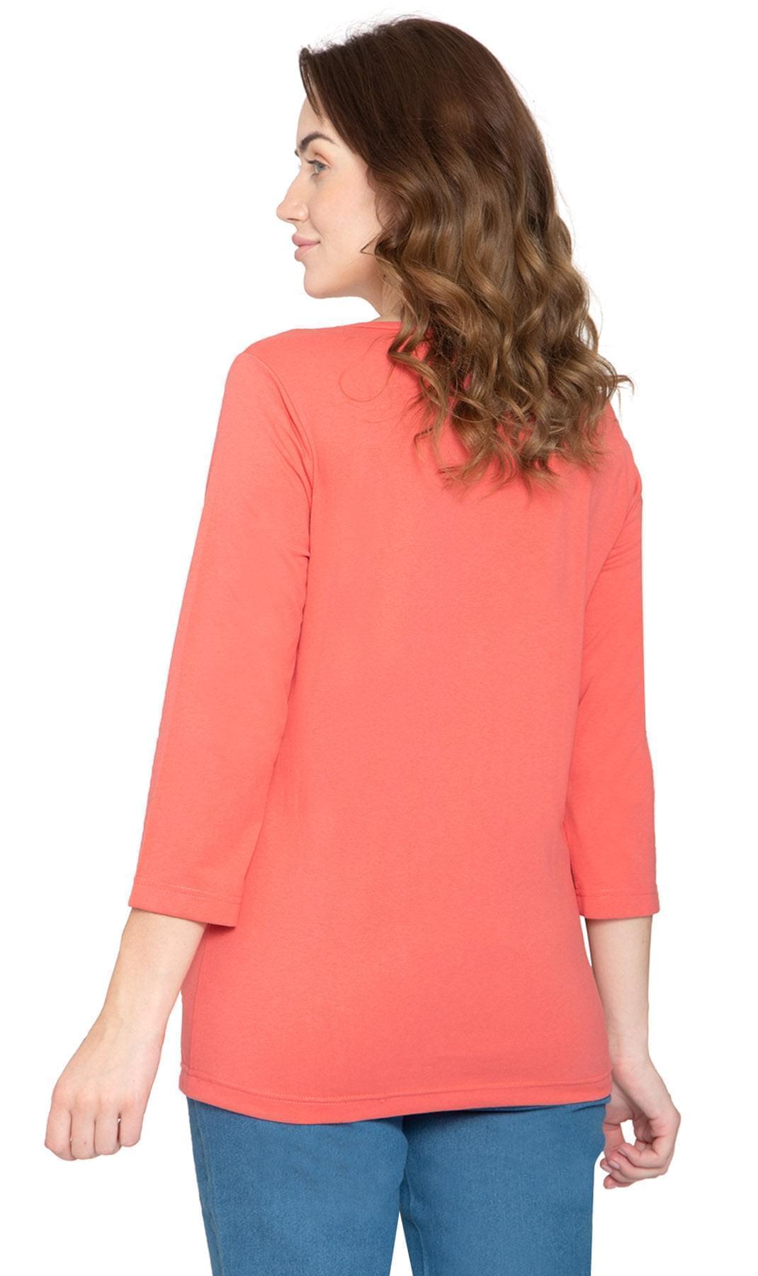 Women's 3/4 Sleeve Crew Neck Top – Comfortable Jer
