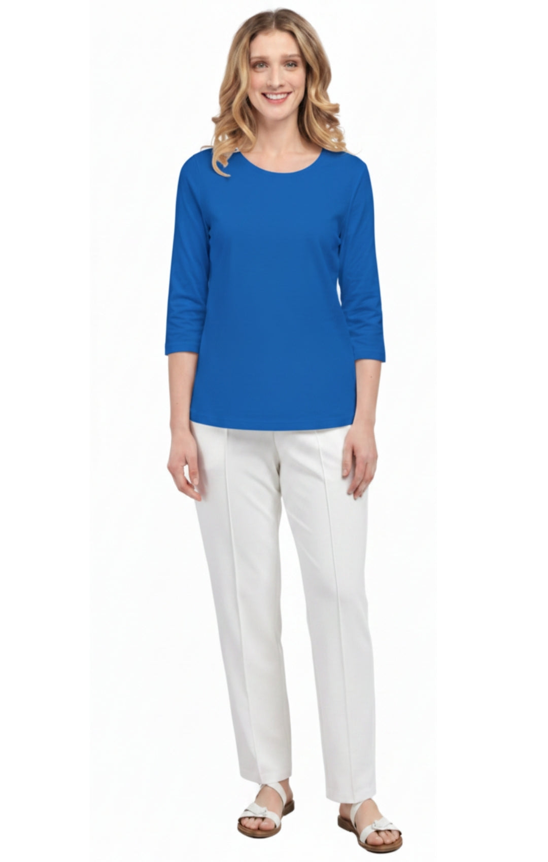 Women's 3/4 Sleeve Crew Neck Top – Comfortable Jer