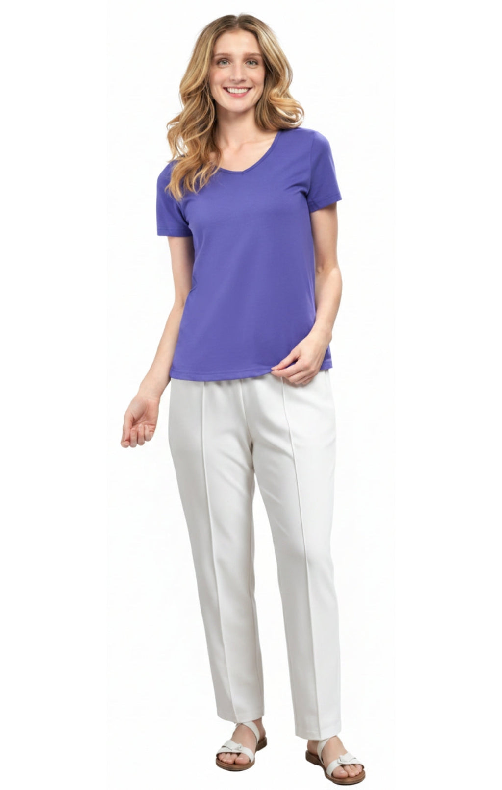 Women's Perfect Short-Sleeve V-Neck Tee Shirt - Cotton blend and Wrinkle Resistant