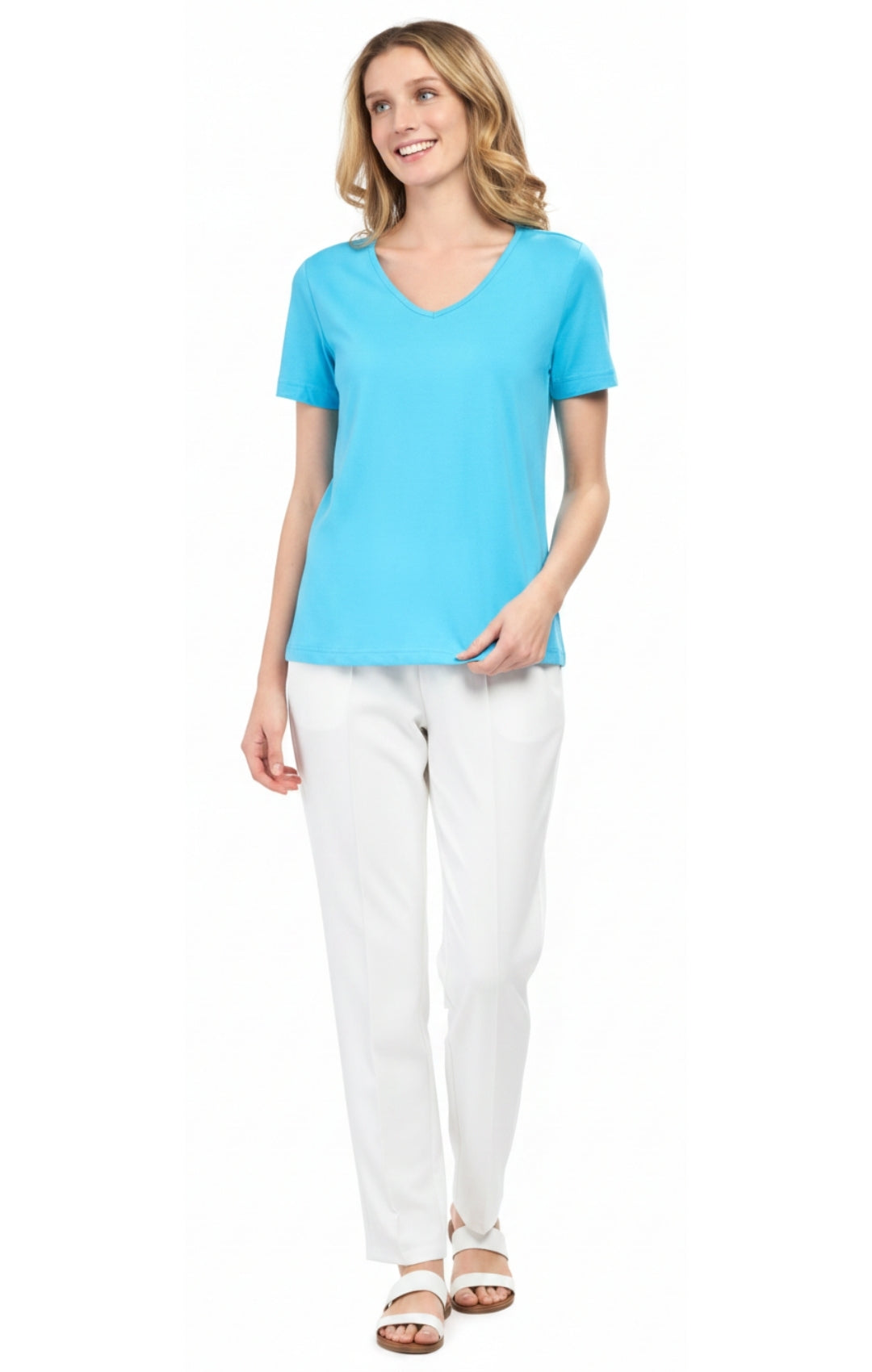 Women's Perfect Short-Sleeve V-Neck Tee Shirt - Cotton blend and Wrinkle Resistant