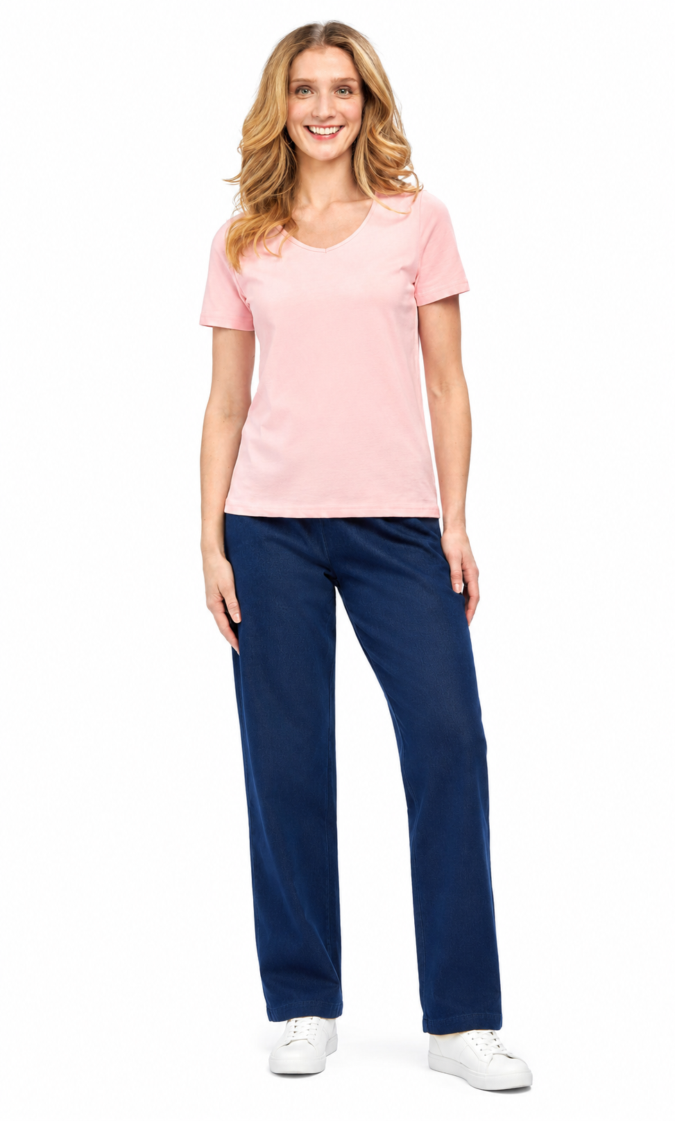 Women's Perfect Short-Sleeve V-Neck Tee Shirt - Cotton blend and Wrinkle Resistant