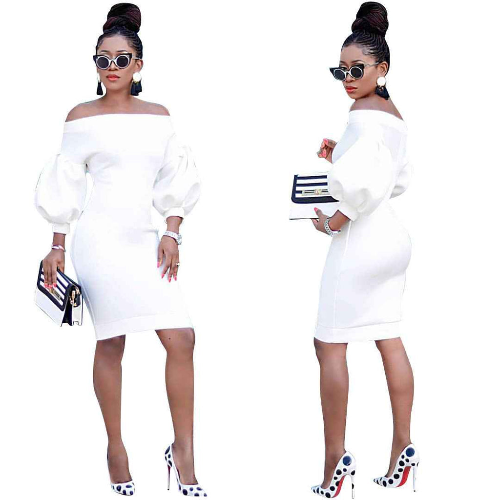 Women's Off The Shoulder Bodycon Dress Lantern
