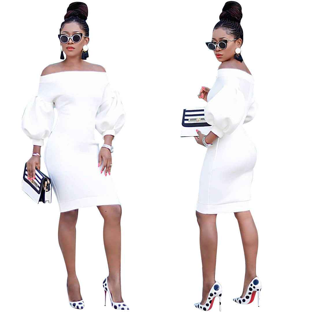 Women's Off The Shoulder Bodycon Dress Lantern