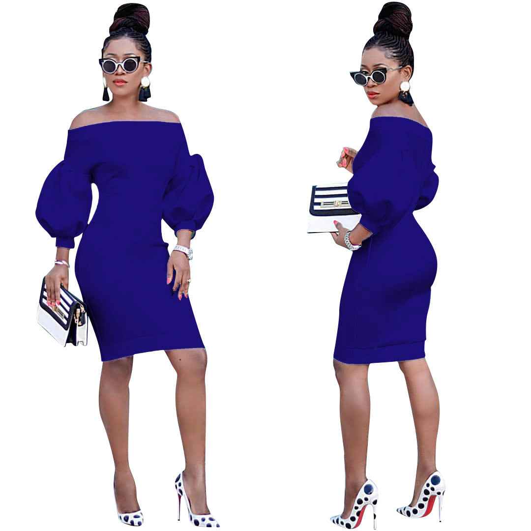 Women's Off The Shoulder Bodycon Dress Lantern