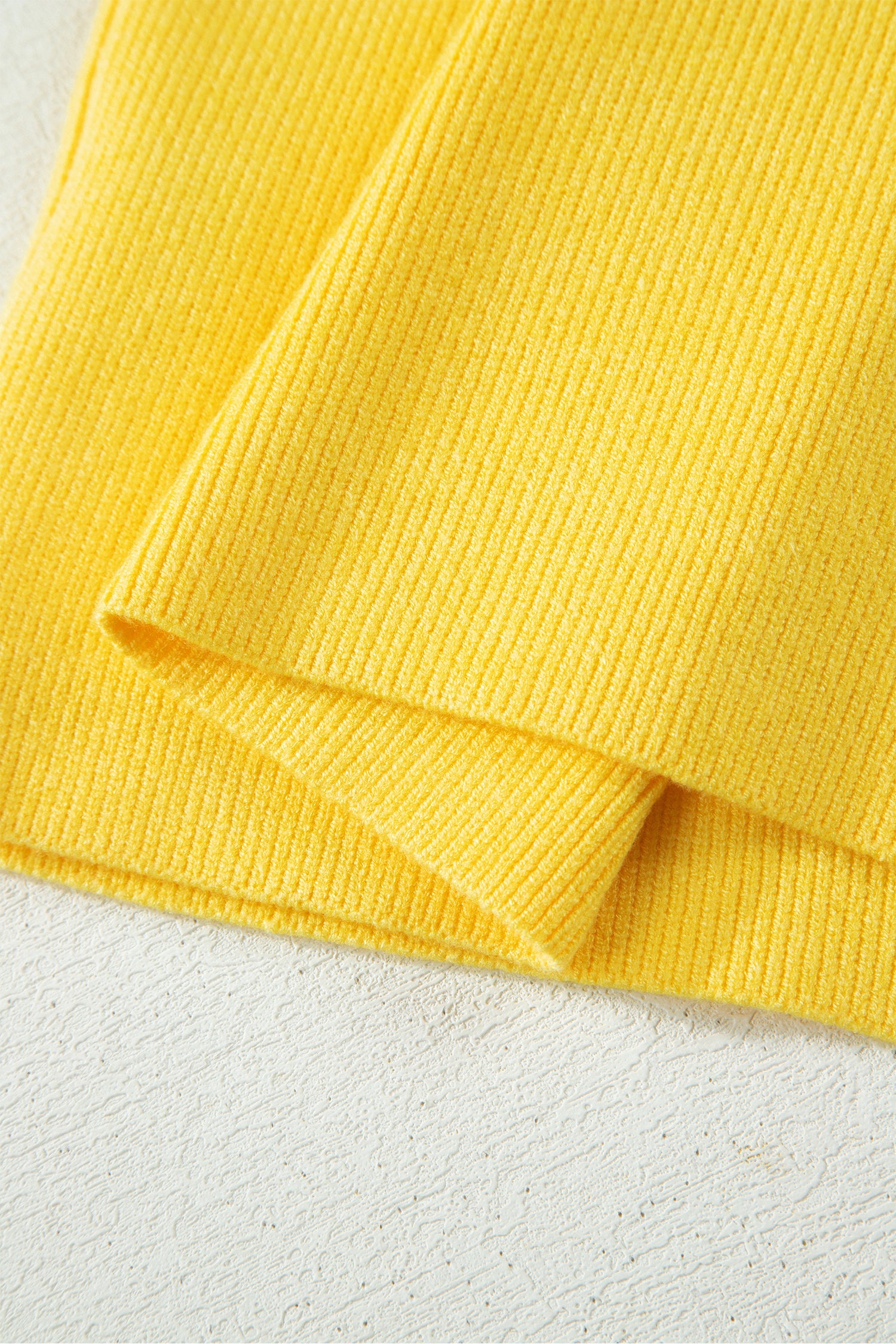 Yellow Cream Solid Color Sleeveless Knit Button Pocketed Sweater