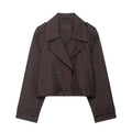 Women Clothing Top Product Casual Double Breasted Short Trench Coat