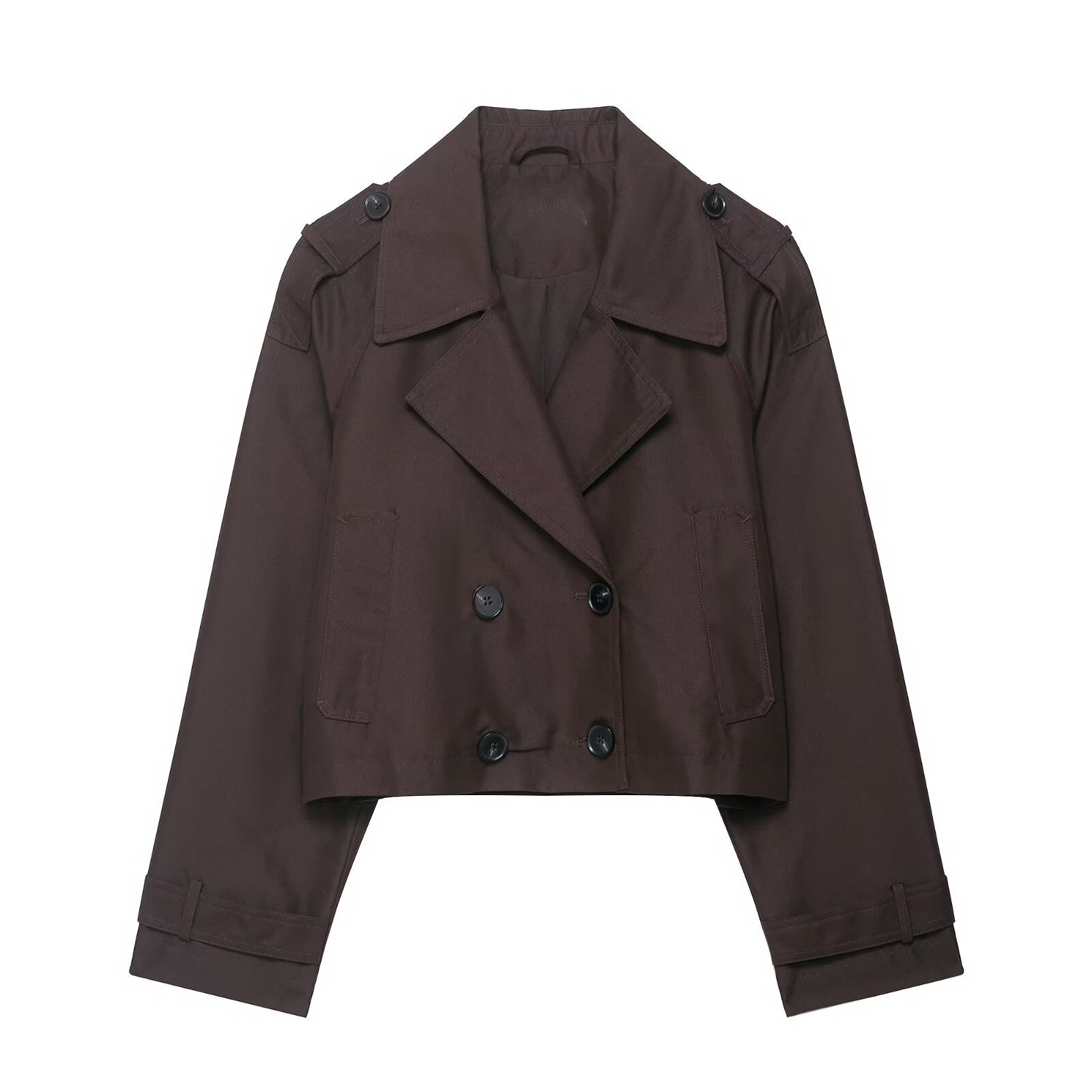 Women Clothing Top Product Casual Double Breasted Short Trench Coat