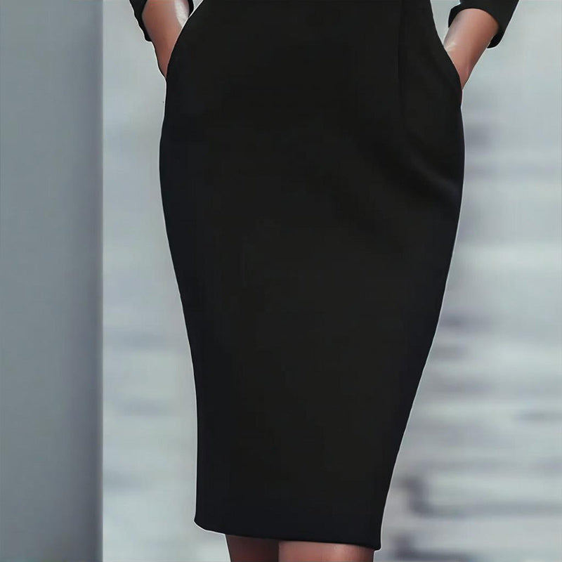Women's Black Bodycon Midi Dress
