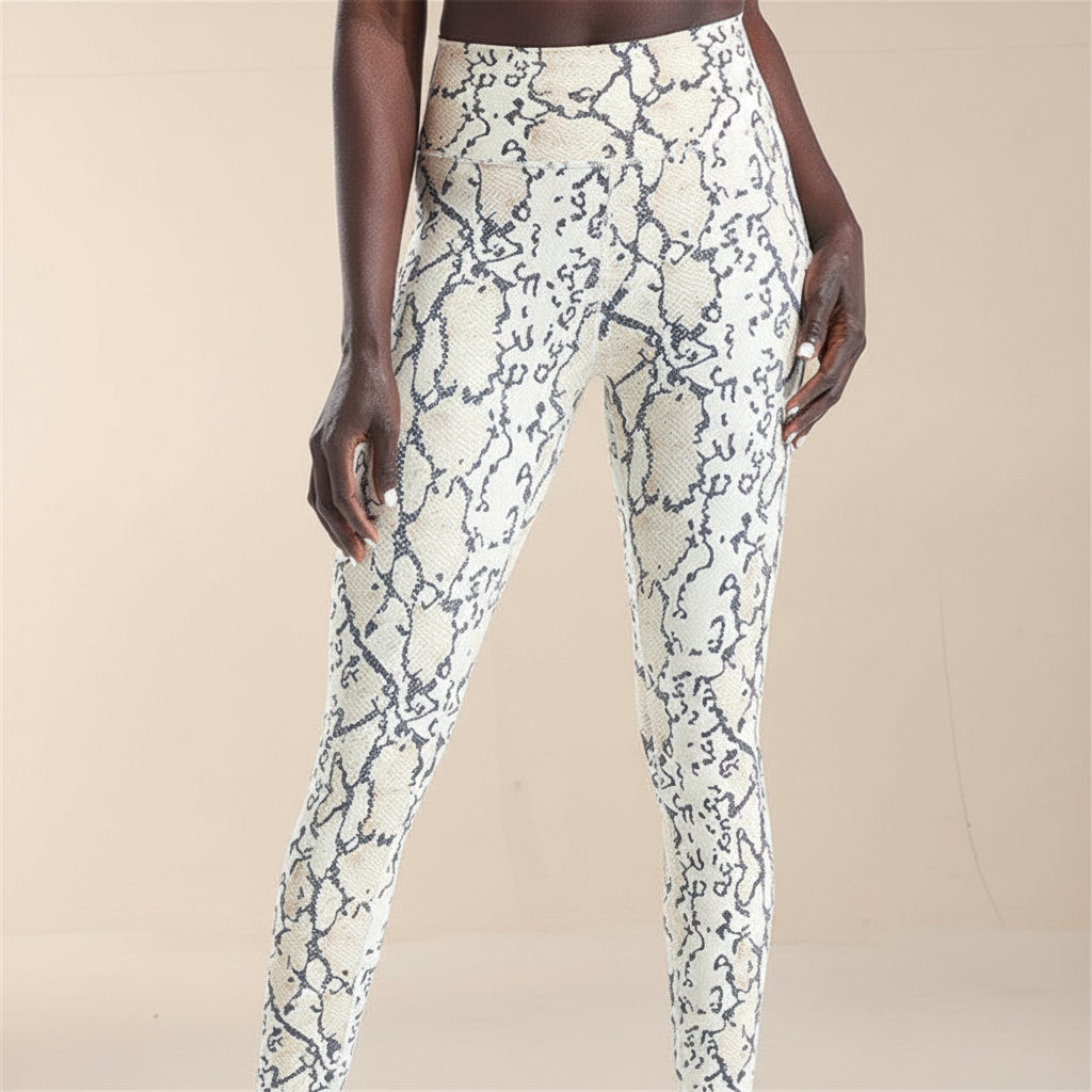 Kurze High-Waist-Leggings – Snake Print Workout-Hose