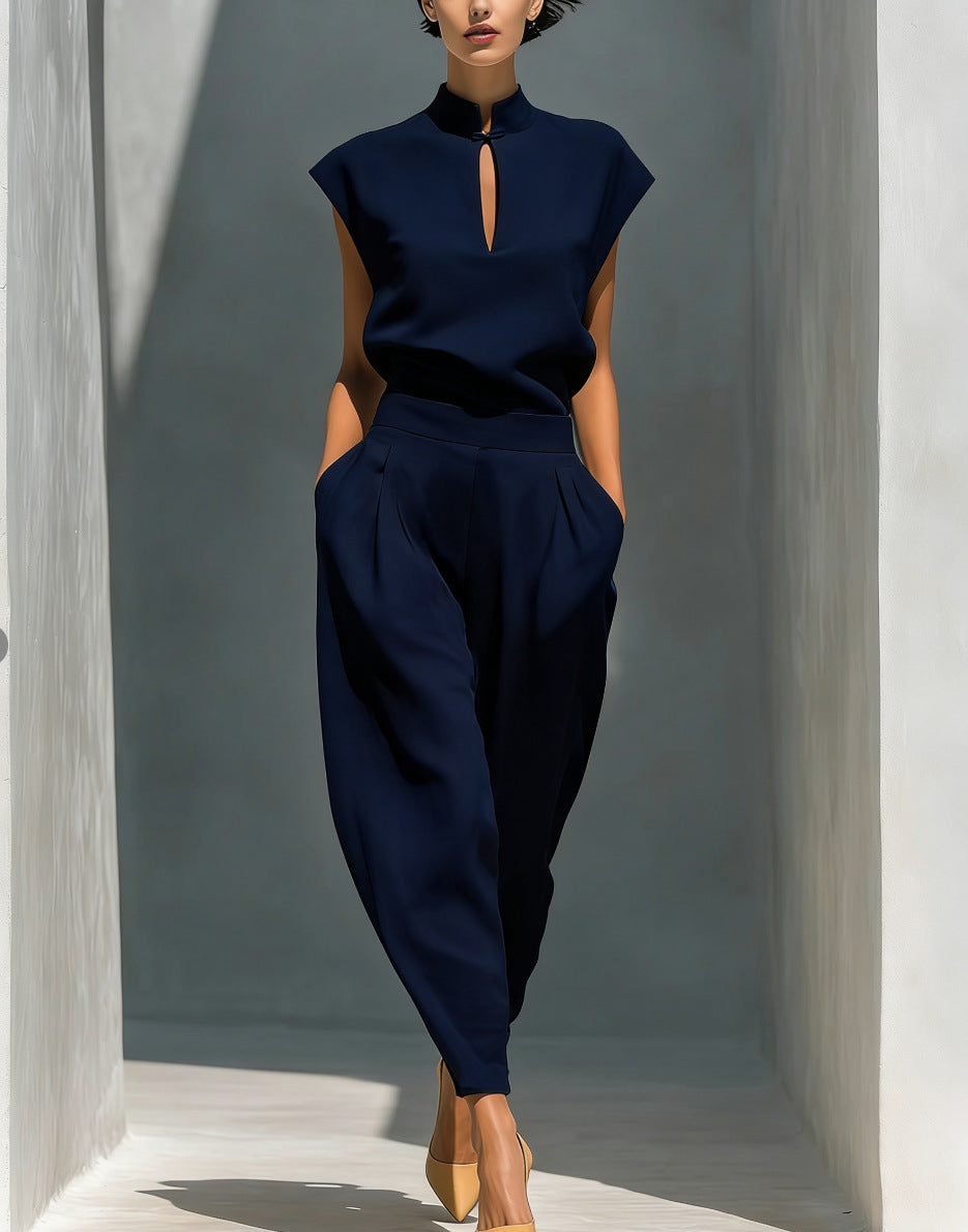 Damen-Set aus Satin, Oberteil und Hose, im chinesischen Stil
