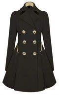 Black coat with gold buttons on a white background