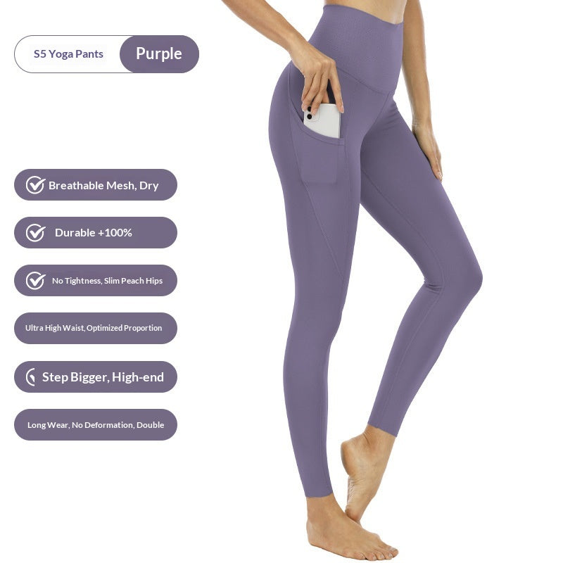 Damen-Stretch-Leggings mit hoher Taille und Taschen