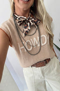 Parchment Contrast Trim Short Sleeve Knit HOWDY Western Sweater