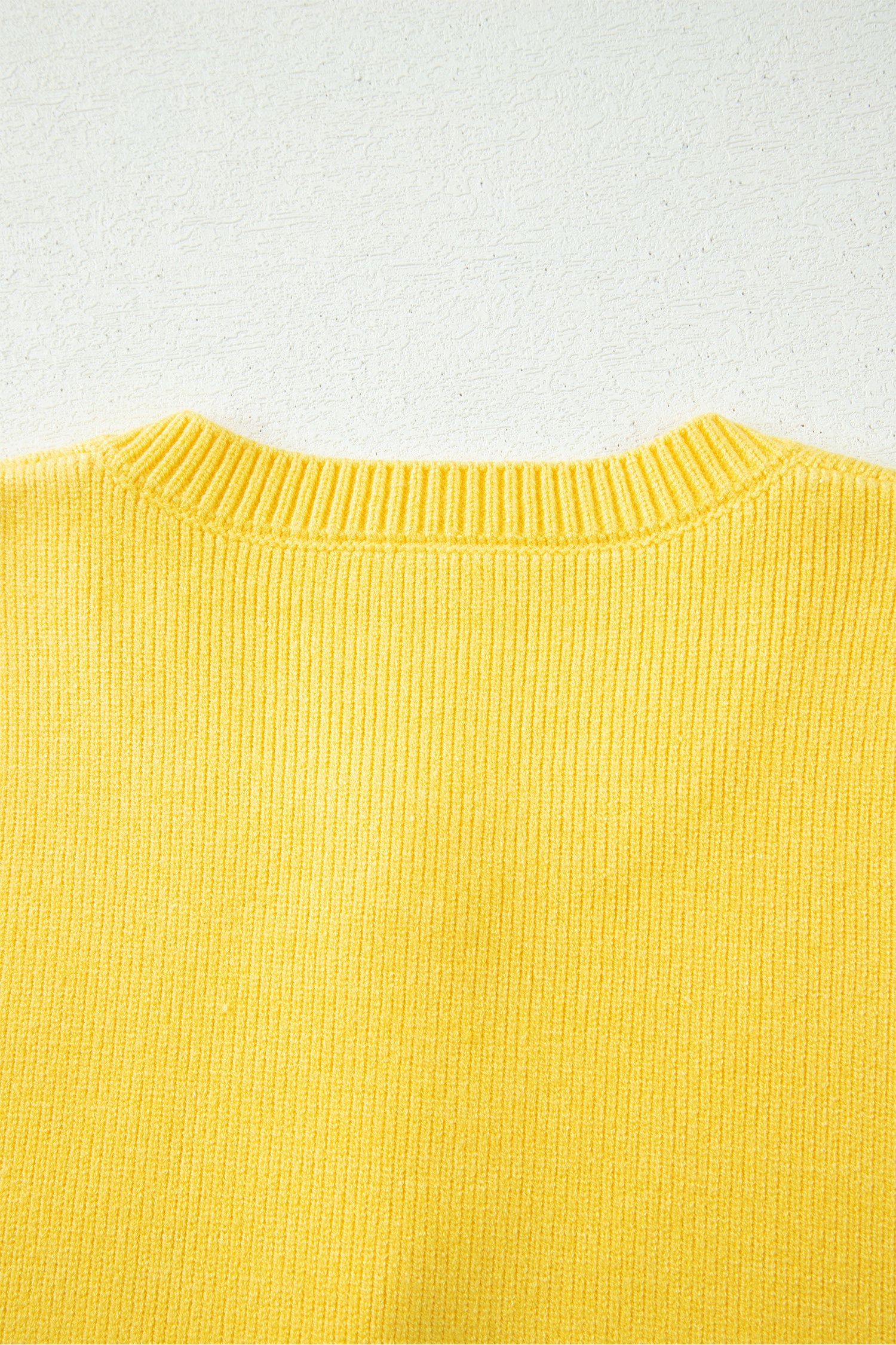 Yellow Cream Solid Color Sleeveless Knit Button Pocketed Sweater