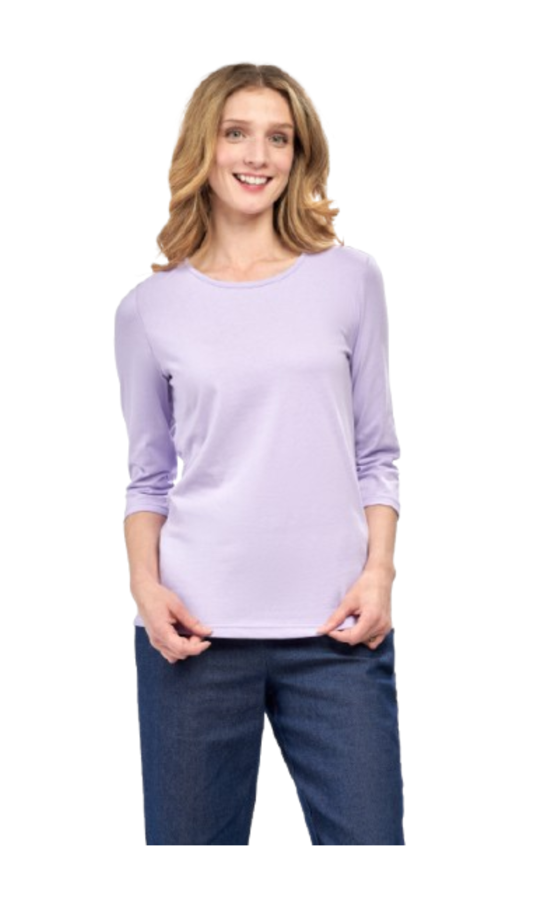 Women's 3/4 Sleeve Crew Neck Top – Comfortable Jer
