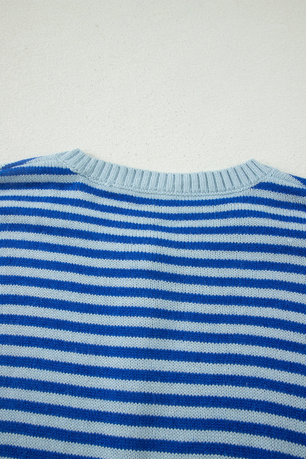 Blue Stripe Loose Half Sleeve Knit Button Down Sweater Cardigan