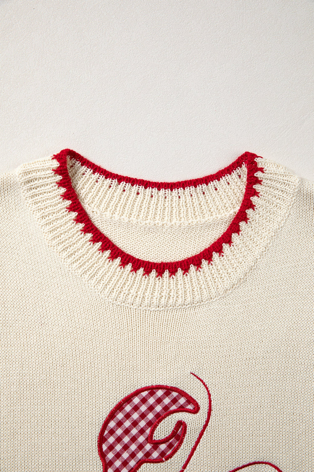 Beige Plaid Crawfish Crew Neck Knit Sweater Vest