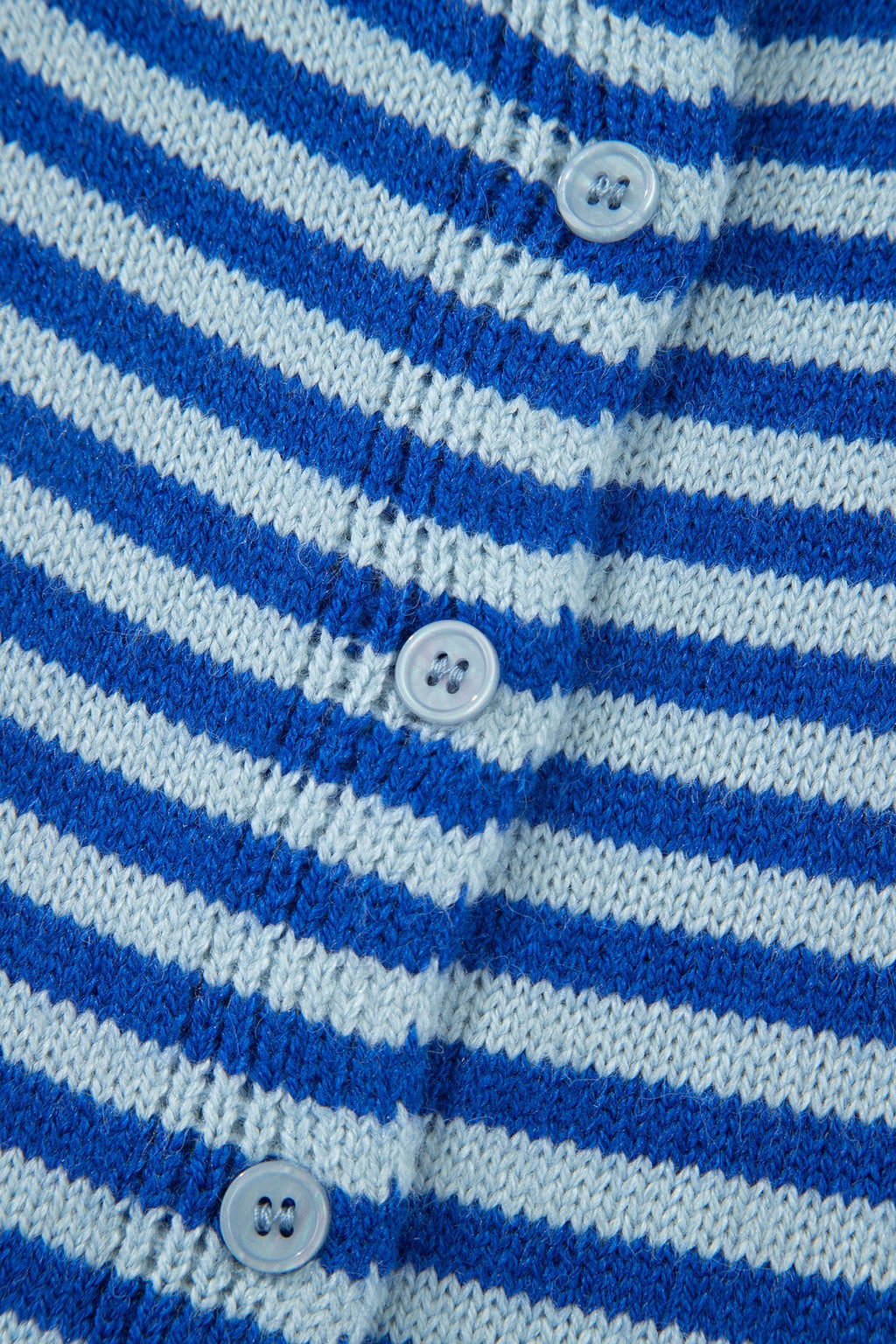 Blue Stripe Loose Half Sleeve Knit Button Down Sweater Cardigan