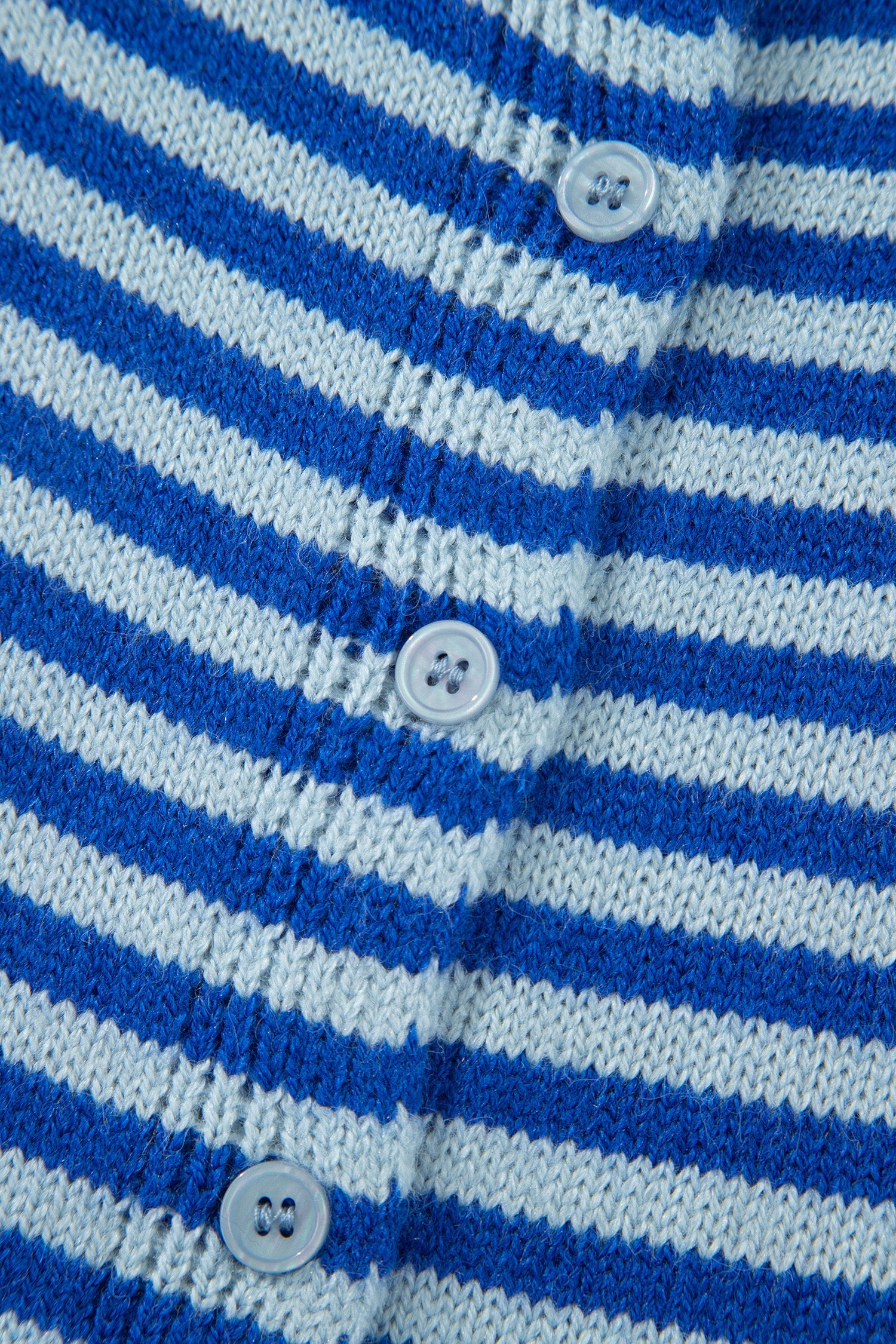 Blue Stripe Loose Half Sleeve Knit Button Down Sweater Cardigan