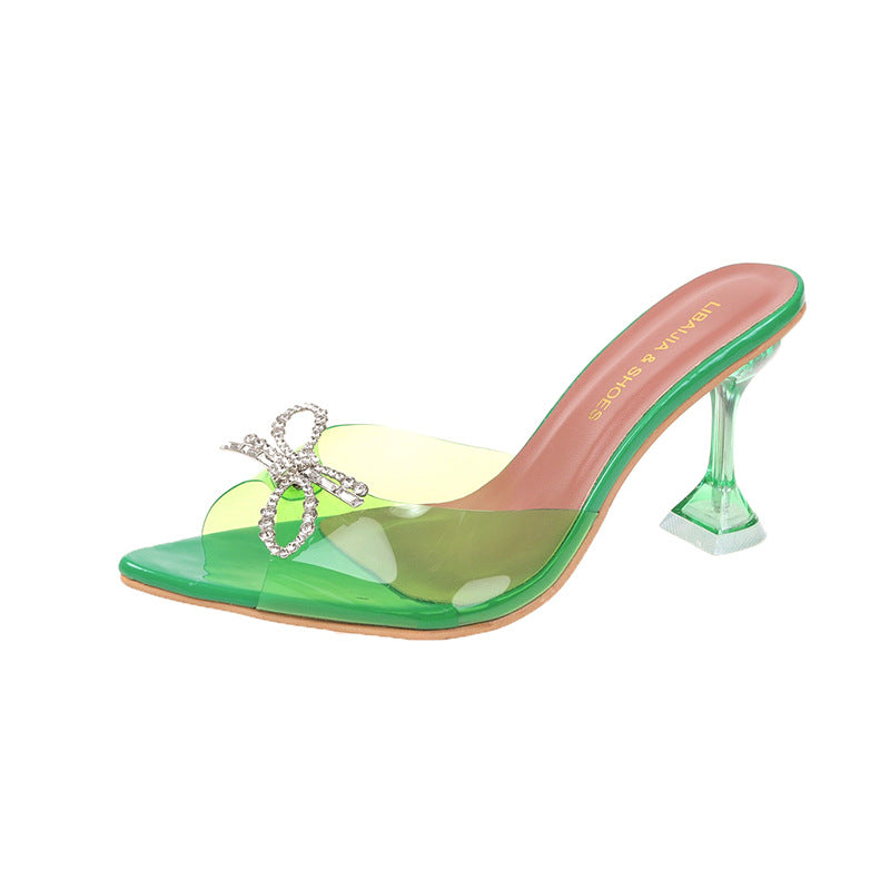 Plus Size Women's High Heels Big Bow Rhinestone Buckle Wedding Shoes Crystal Red High Heel Sandals See size chart under “more details”
