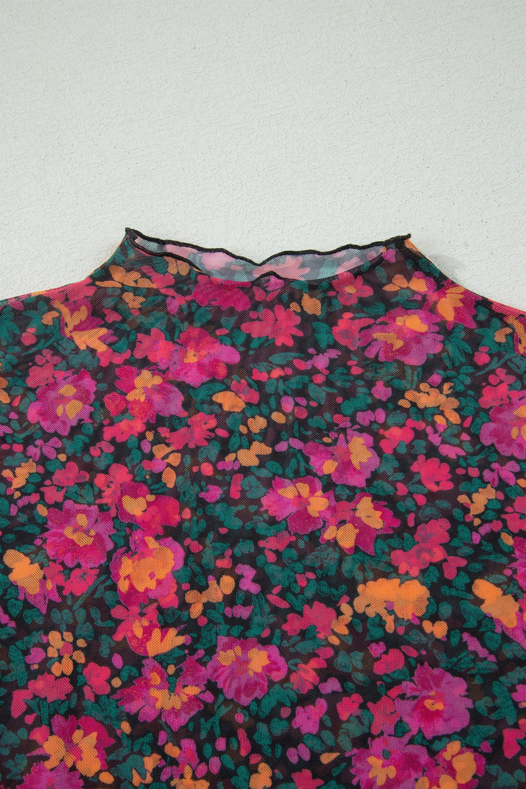 Women's Plus Size Floral Mesh Short Sleeve Top