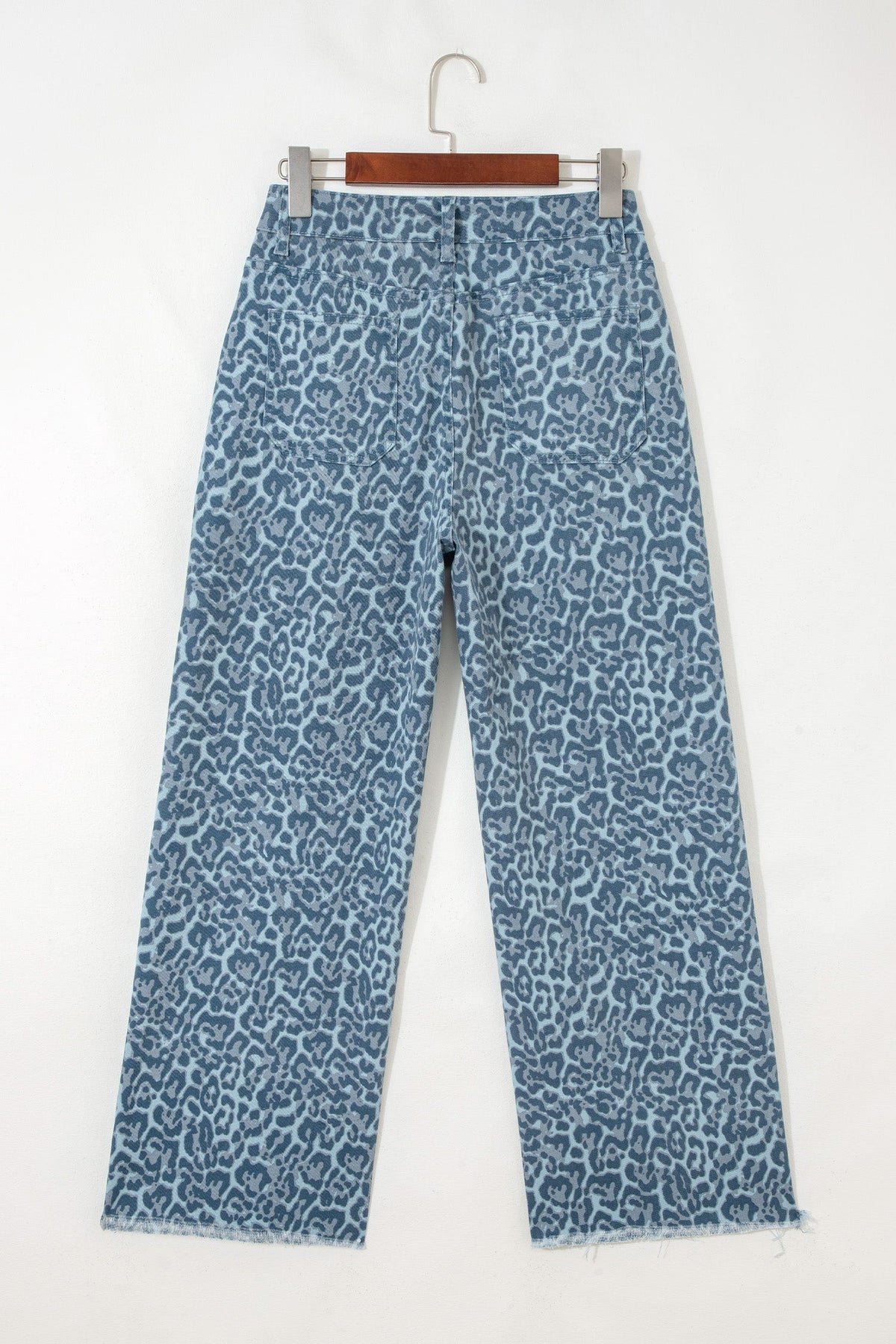 Leopard Frayed Edge High Waist Wide Leg Jeans