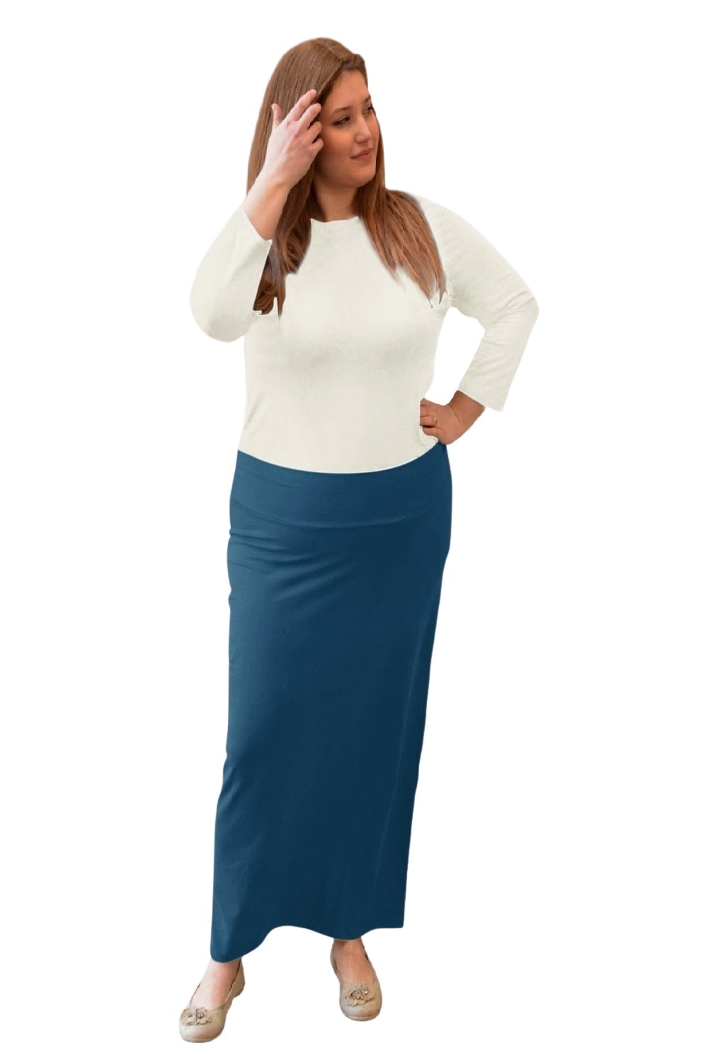 Women's and Plus Size Stretch Maxi Pencil Skirt - Cotton Blend and No Slits