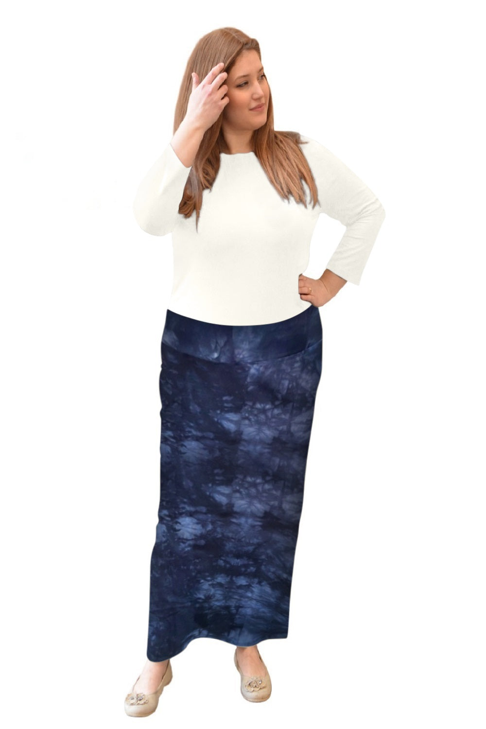 Damen und große Größen Stretch Maxi Bleistiftrock – Baumwollmischung und ohne Schlitze