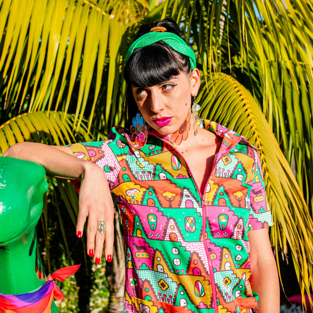 8-Bit A-Frames Jumpsuit in Bright Day