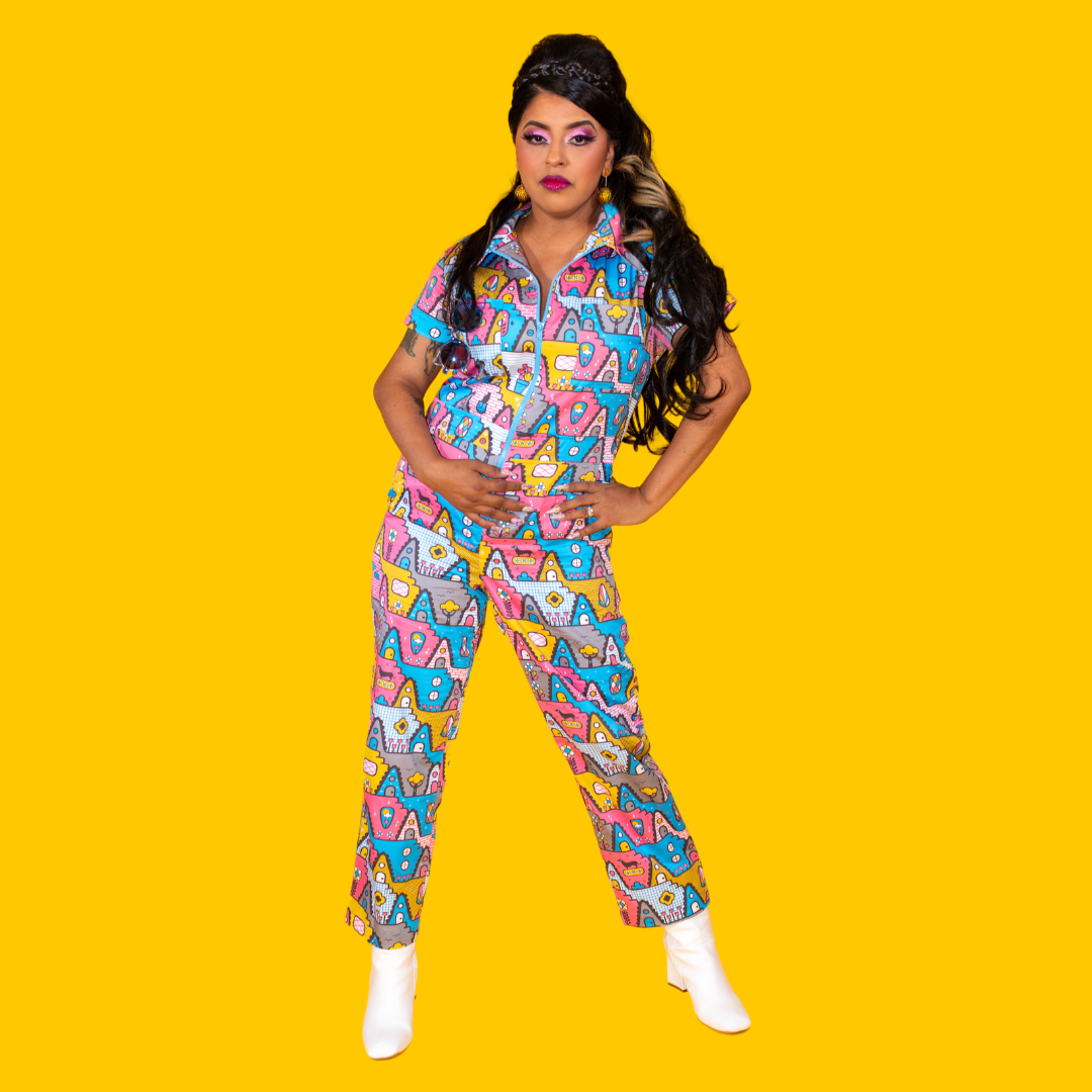 8-Bit A-Frames Jumpsuit in Pretty Pastel