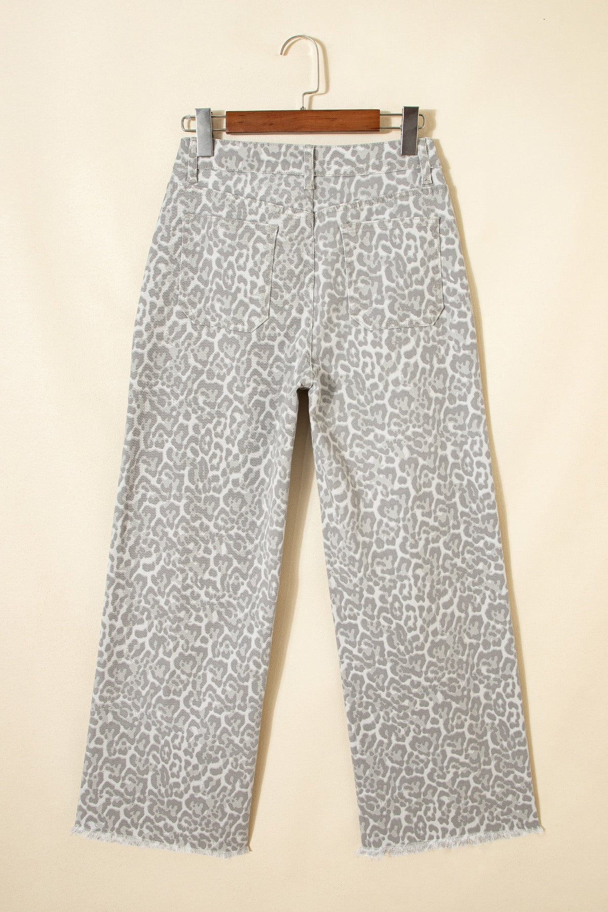 Leopard Frayed Edge High Waist Wide Leg Jeans