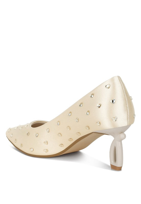 Madhara Heart-Shaped Rhinestones Pumps