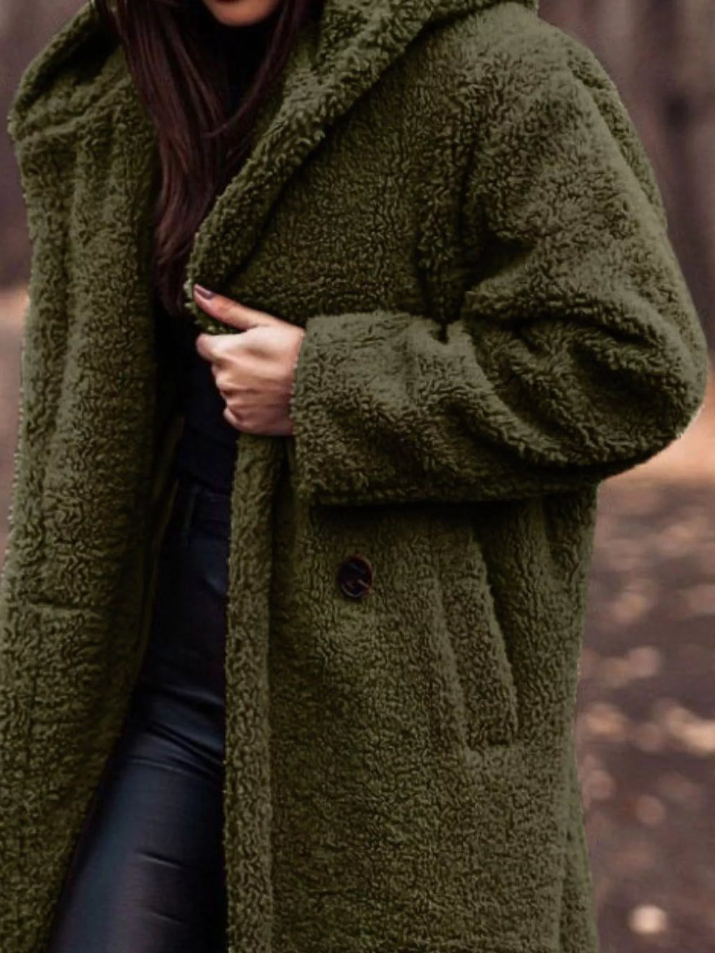 Teddy Bear Hooded Longline Outerwear